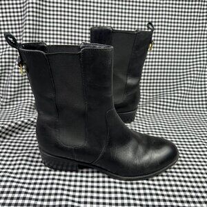 Lauren Ralph Lauren Women Mona Leather Black Stacked Heel Chelsea Boots Sz 8.5